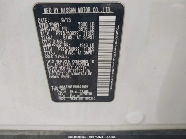 JN8AZ2NF1E9552567 Infiniti QX80
