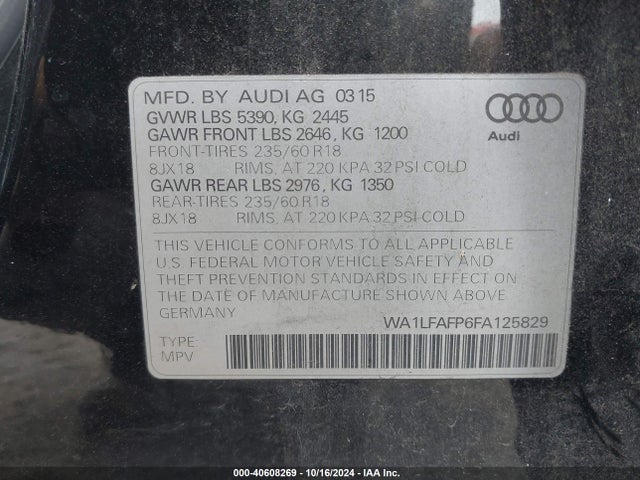 Audi Q5 2.0t Premium 2015 WA1LFAFP6FA125829 Image 9