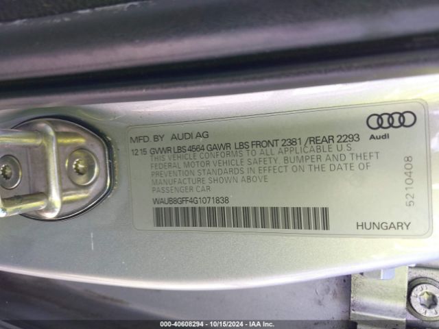 WAUB8GFF4G1071838 Audi A3 2.0t Premium