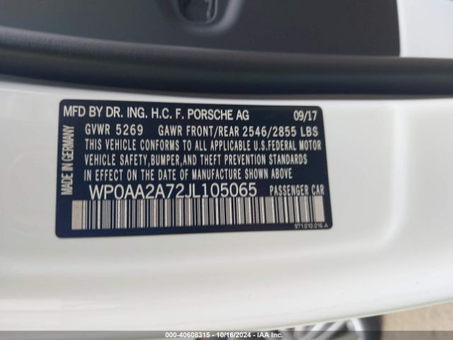 WP0AA2A72JL105065 Porsche PANAMERA 4
