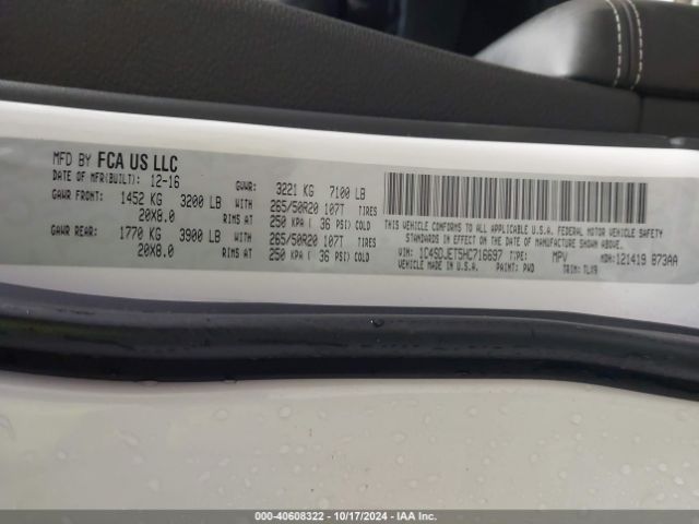 1C4SDJET5HC716697 Dodge Durango Citadel Awd