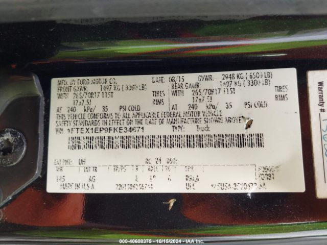 1FTEX1EP9FKE34671 Ford F-150 Xl