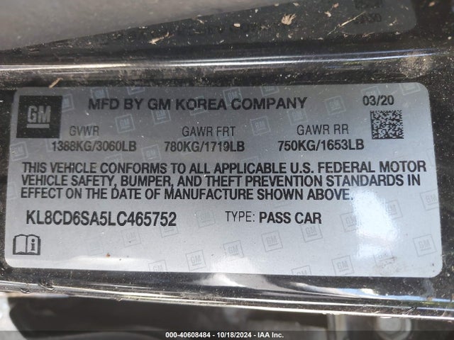 Chevrolet Spark Fwd 1lt Automatic 2020 KL8CD6SA5LC465752 Image 9