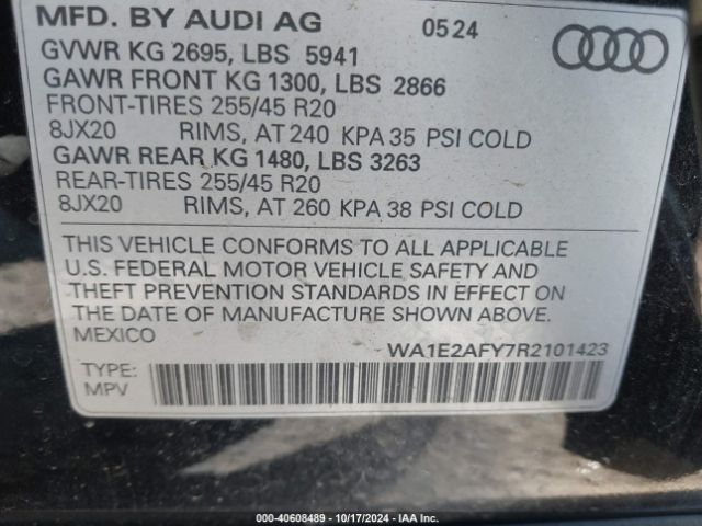 WA1E2AFY7R2101423 Audi Q5 Premium Plus 55 Tfsi E S Line Quattro S Tronic