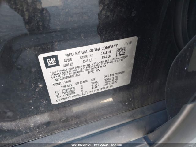 KL7CJKSB8LB061123 Chevrolet Trax Fwd Ls