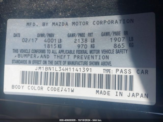 JM1BN1L34H1141391 Mazda Mazda3 Touring 2.5