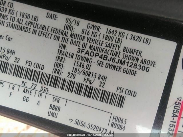3FADP4BJ6JM128306 Ford FIESTA SE