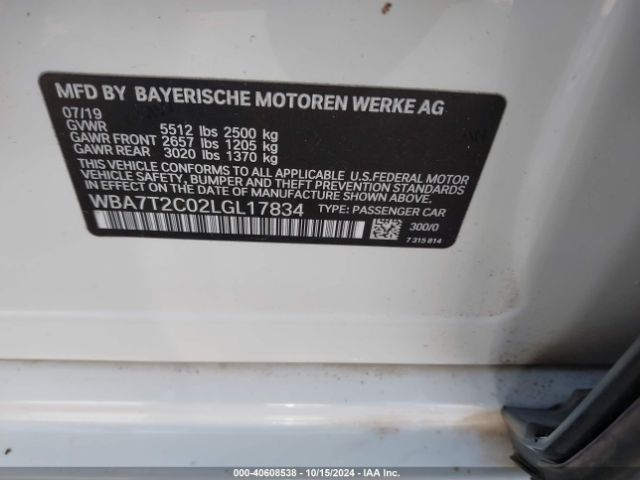 WBA7T2C02LGL17834 BMW 740I