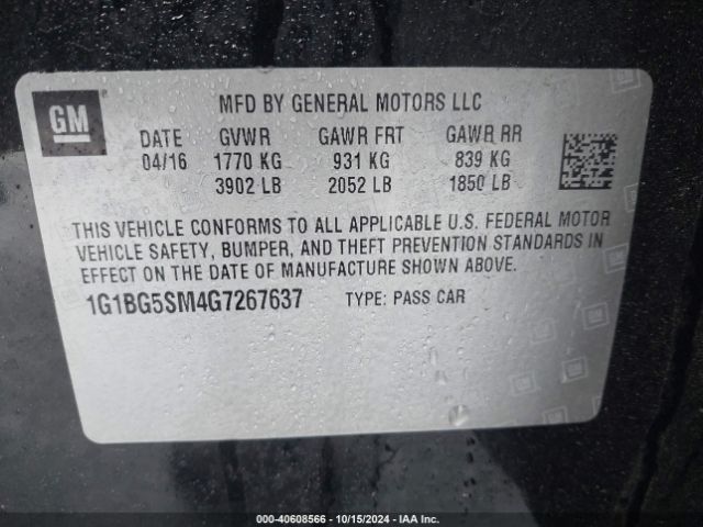 1G1BG5SM4G7267637 Chevrolet Cruze Premier Auto