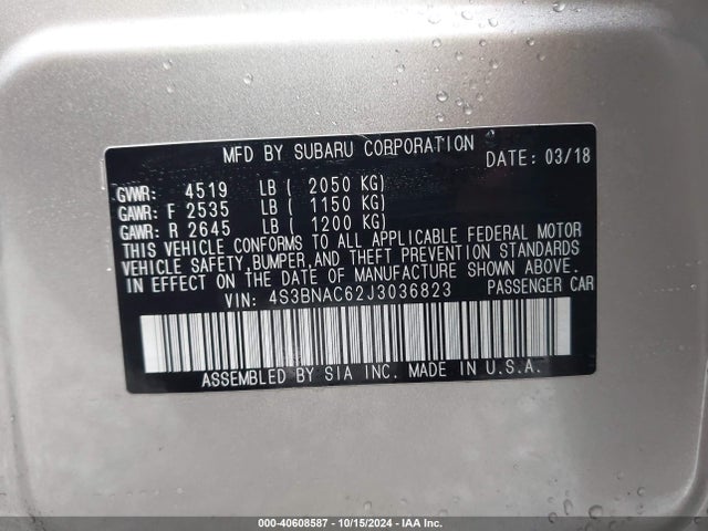 Subaru Legacy 2.5i Premium 2018 4S3BNAC62J3036823 Image 9
