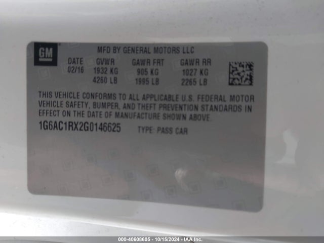 1G6AC1RX2G0146625 Cadillac Ats Performance Collection