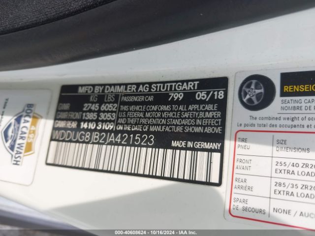 WDDUG8JB2JA421523 Mercedes-Benz Amg S 63 4matic