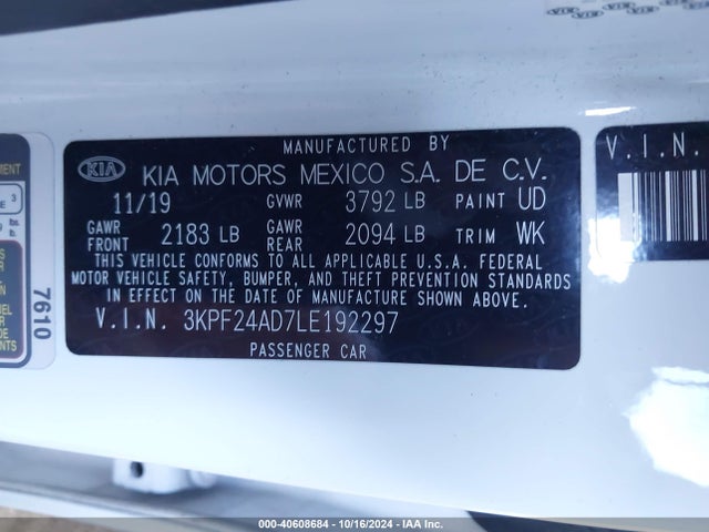 KIA Forte Lxs 2020 3KPF24AD7LE192297 Image 9