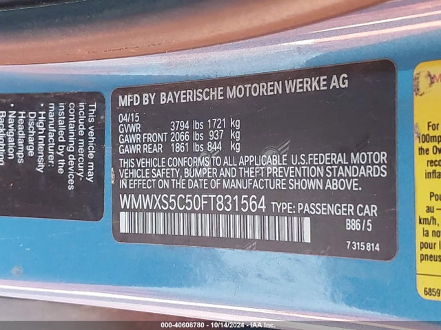 2015 MINI HARDTOP WMWXS5C50FT831564 Photo 8