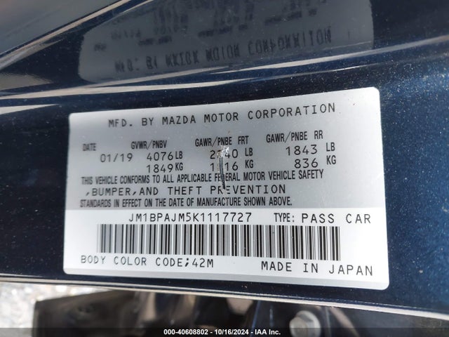 Mazda MAZDA3 2019 JM1BPAJM5K1117727 Image 9