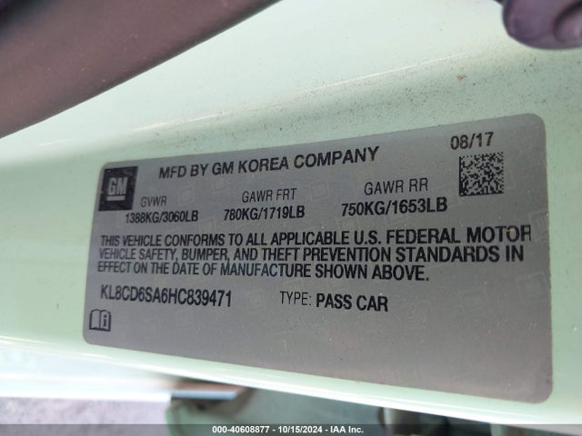 Chevrolet Spark 1lt Cvt 2017 KL8CD6SA6HC839471 Image 9
