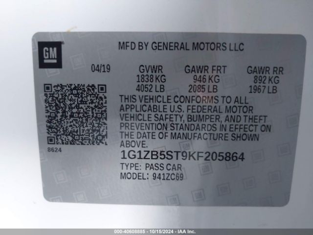 1G1ZB5ST9KF205864 Chevrolet Malibu 1ls