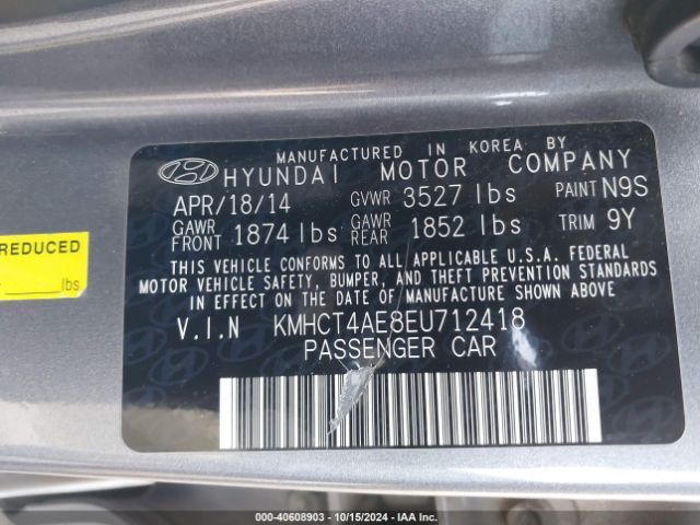 KMHCT4AE8EU712418 Hyundai ACCENT GLS
