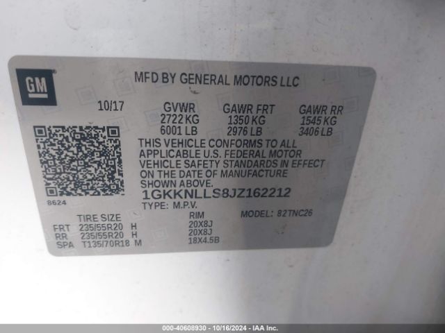 1GKKNLLS8JZ162212 GMC Acadia Sle-2
