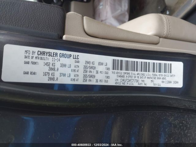 1C4RJFCG4FC717301 Jeep Grand Cherokee Overland