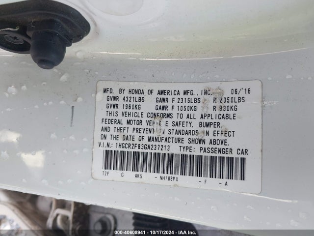 Honda Accord Ex-l 2016 1HGCR2F83GA237213 Image 9