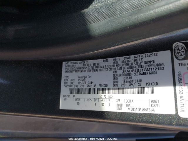 3FADP4BJ1GM112183 Ford FIESTA SE