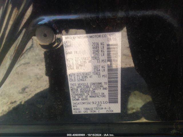 5N1AT2MT1GC923510 Nissan ROGUE SV