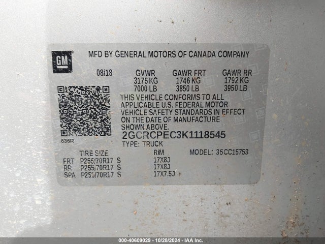 Chevrolet Silverado 1500 Ld Lt 2019 2GCRCPEC3K1118545 Image 9