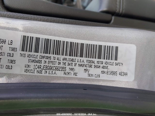1C4RJEBG6KC662355 Jeep Grand Cherokee Limited 4x2