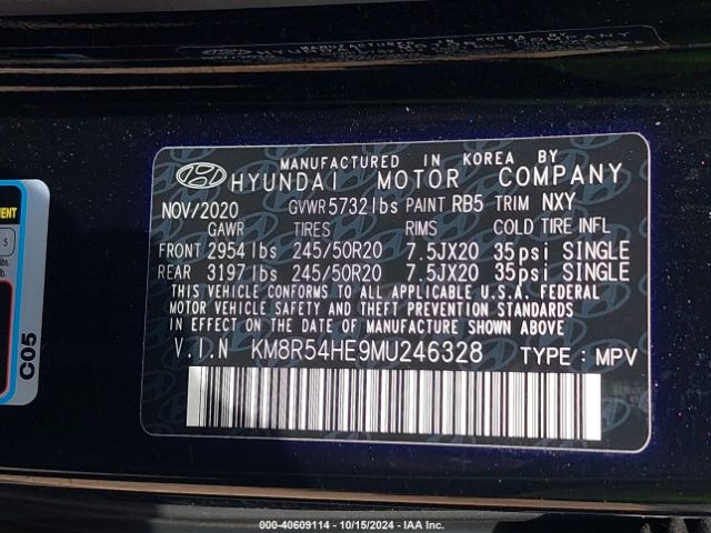 KM8R54HE9MU246328 Hyundai Palisade Limited