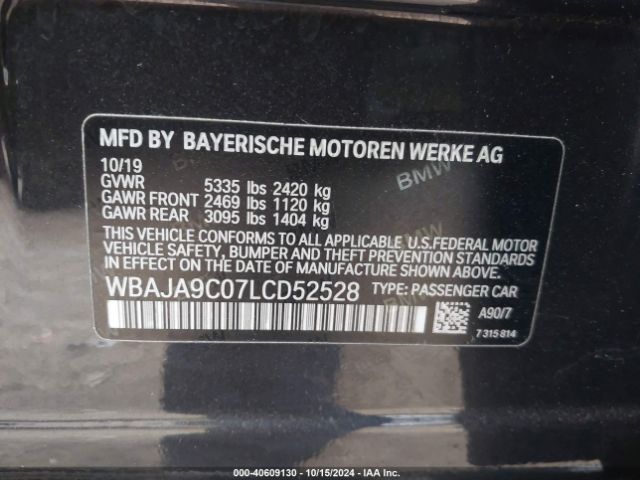 WBAJA9C07LCD52528 BMW 530e Iperformance