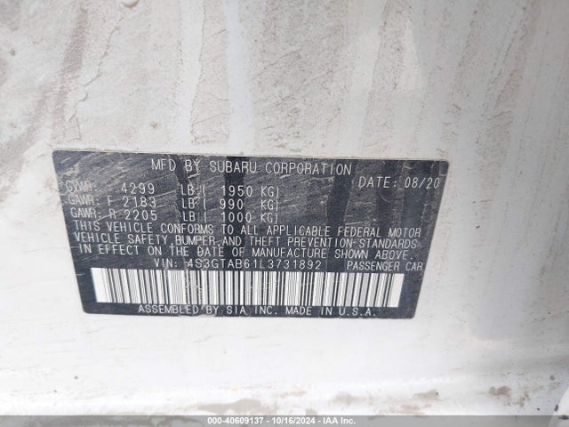 Subaru Impreza 5-door 2020 4S3GTAB61L3731892 Image 9