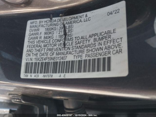 19XZE4F59NE012407 Honda INSIGHT EX