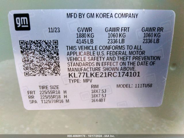 KL77LKE21RC174101 Chevrolet Trax Fwd Activ
