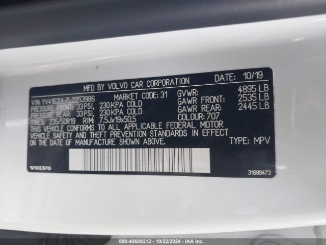 YV4162UL7L2253986 Volvo Xc40 T5 Inscription