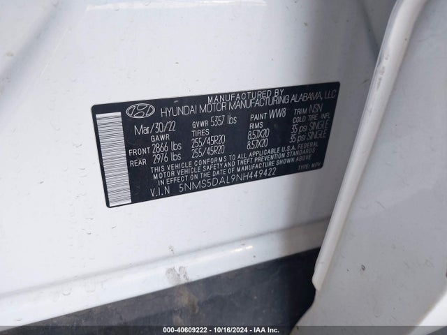 Hyundai Santa Fe Calligraphy 2022 5NMS5DAL9NH449422 Image 9