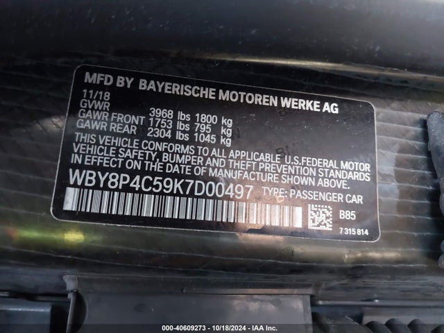 BMW I3 120ah W/range Extender 2019 WBY8P4C59K7D00497 Image 9