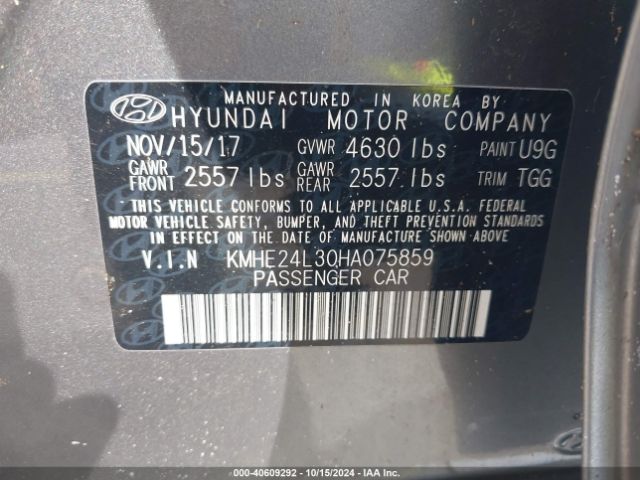 KMHE24L30HA075859 Hyundai Sonata Hybrid Se