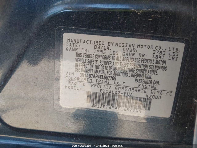 Nissan SENTRA SV 2014 3N1AB7AP4EL657769 Image 9