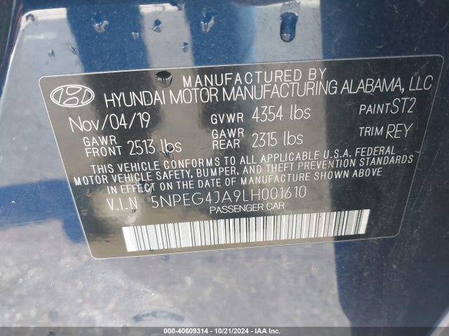 Hyundai SONATA SE 2020 5NPEG4JA9LH001610 Image 9