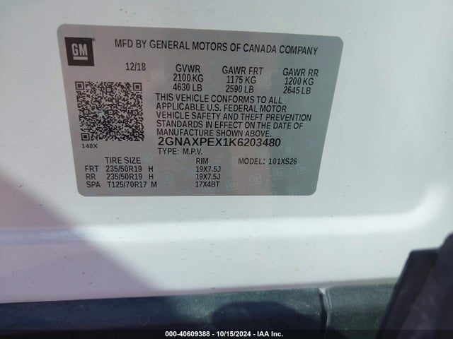 Chevrolet Equinox Premier 2019 2GNAXPEX1K6203480 Image 9