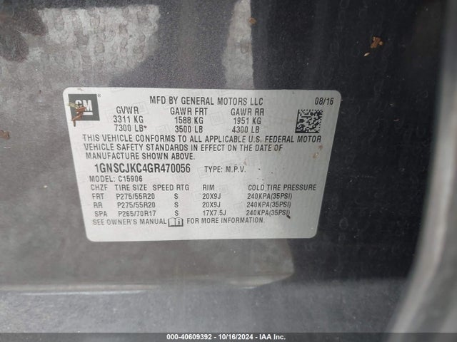 Chevrolet Suburban Ltz 2016 1GNSCJKC4GR470056 Image 9