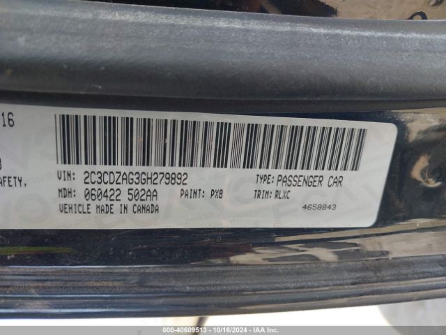 2C3CDZAG3GH279892 Dodge Challenger Sxt Plus