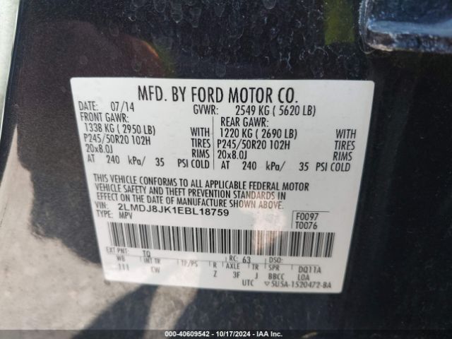 2LMDJ8JK1EBL18759 Lincoln MKX