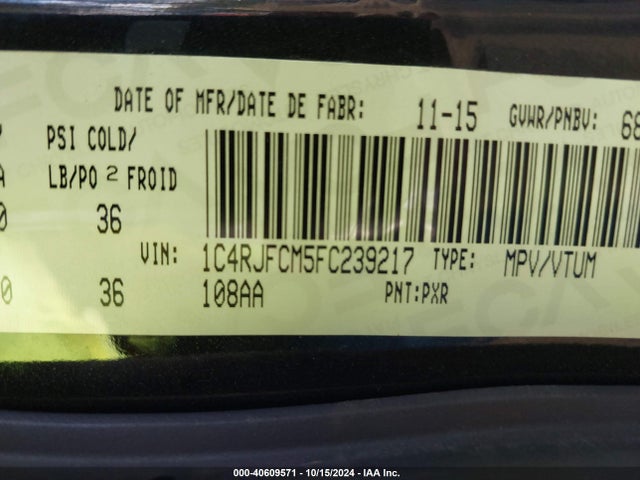 1C4RJFCM5FC239217 Jeep Grand Cherokee Overland