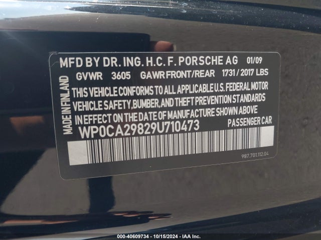 2009 PORSCHE BOXSTER WP0CA29829U710473 Photo 8