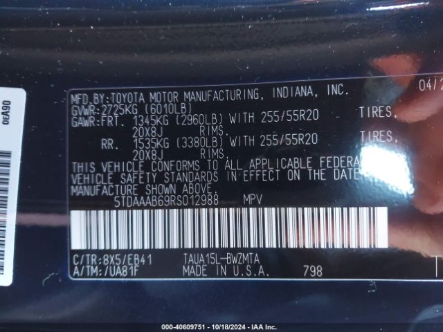 5TDAAAB69RS012988 Lexus Tx 350 Premium