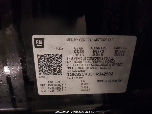 GMC YUKON DENALI 2017 1GKS2CKJ3HR342502 Image 9