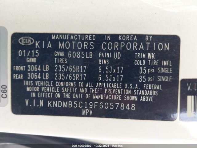 KNDMB5C19F6057848 KIA SEDONA LX