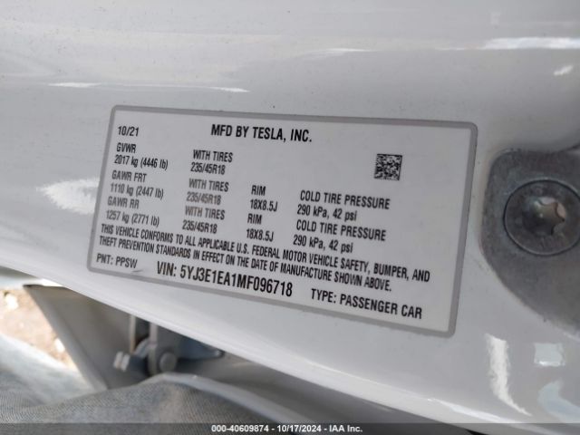 5YJ3E1EA1MF096718 Tesla Model 3 Standard Range Plus Rear-wheel Drive
